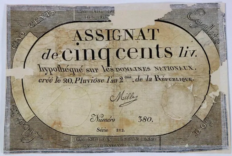 Ассигнация 50 ливров 1792 (?) г. Франция